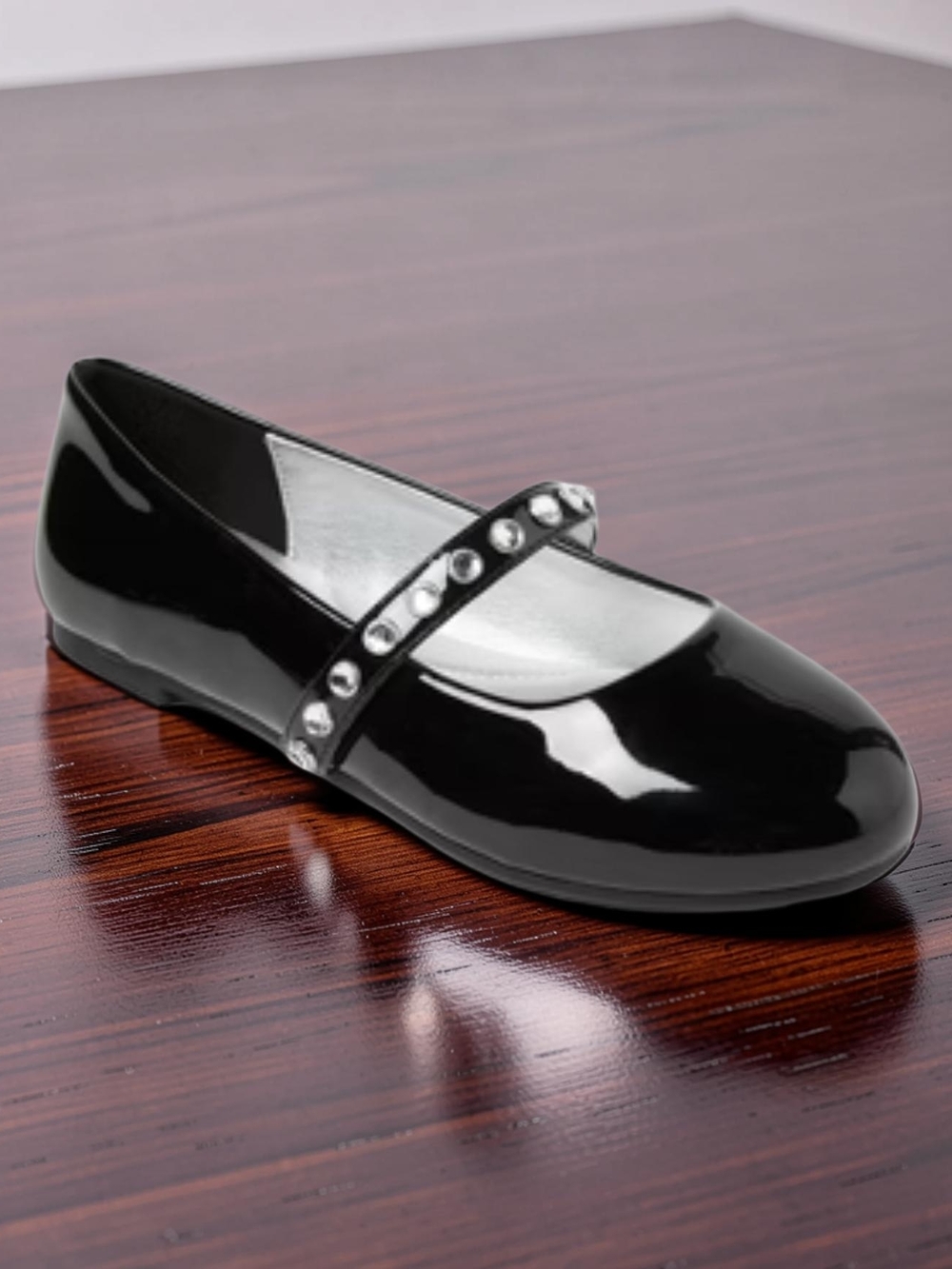 Toddler Girls Size 13 Black Brooke BLlet Flats with Stud Embellished